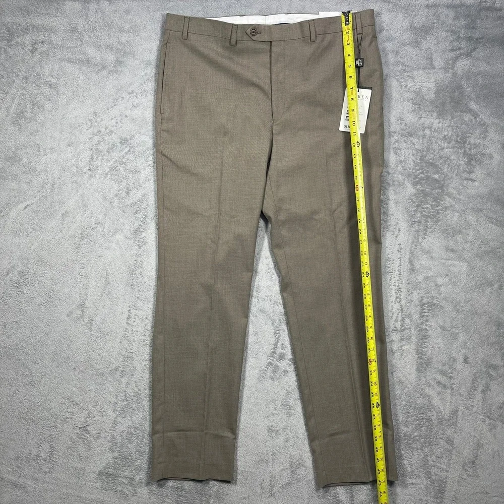 Lauren Ralph Lauren UltraFlex Classic Fit Pleated Dress Pants Tan 38x32 NWT